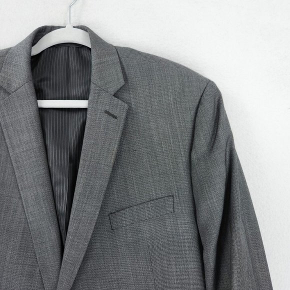 Calvin Klein Jacket Mens 46 Regular Gray Wool Slim Fit Blazer Suit Coat Career - Picture 2 of 15